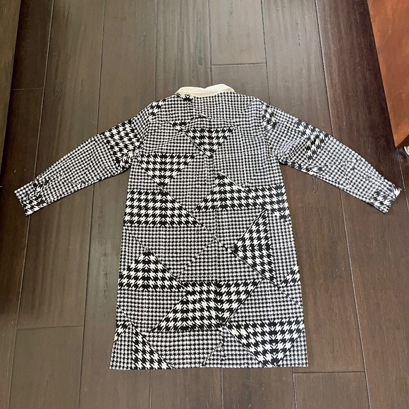 SALE! DKNY Shirt-Dress Black & White Houndstooth Pattern, Silk: Size L - Picture 3 of 10